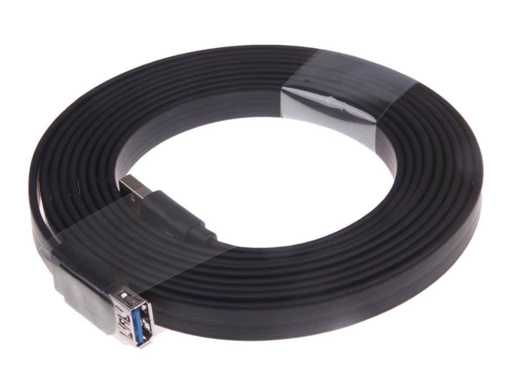 USB 3.0 Extension Cable in Flat design A-Male to A-Female Ultra Flat A/A BLACK 1.5 Meter