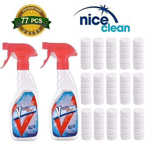 77 Pcs Multi Functional Effervescent Spray Cleaner Set With 2 Spray Bottles - For Car, Kitchen, Toilet All Purpose Home Cleaning Effervescent Spray Cleaner Set