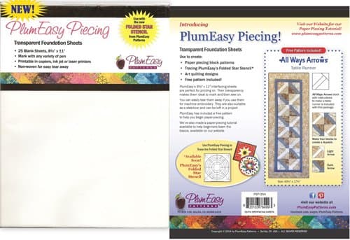 Plum Easy Transparent Piecing Foundation Sheets 25 Pieces