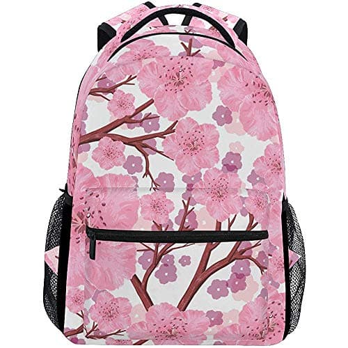 Seamless Pattern Tree Peach Flowers School Backpack,Cool Backpack Travel Bag Daypack Rucksack College Bag Durable for Girls,Boys,Men,Women