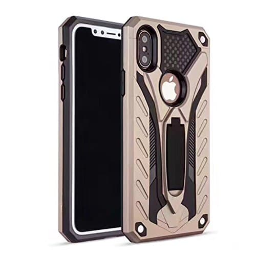 iPhone X Case Luhuanx New style Armor Case with Bracket Holster Dual Layer Anti Drop Scratch Phone Defender, iphone X case ,iphone X Armor Case iPhone 10 Case (Gold)