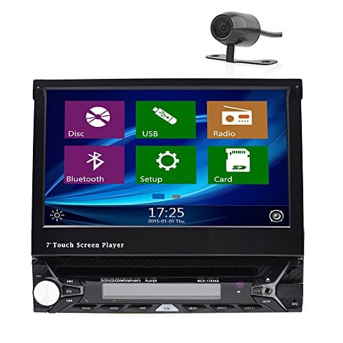 Backup Camera is include Universal Single 1 DIN 7 inch Motorized HD Touchscreen Car Stereo Autoradio GPS CD DVD Player Receiver, Bluetooth, Detachable Front Panel Wireless Remote
