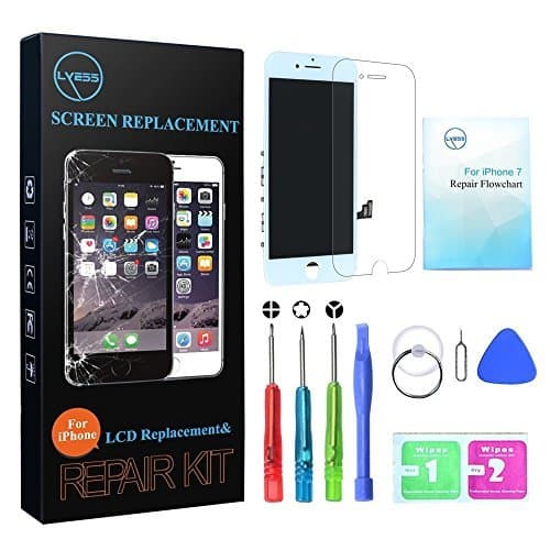 LYESS LCD Touch Screen Digitizer Replacement for iPhone 7 4.7 Inch -White with 3D Touch Frame Assembly, Repair Tools Kit and Instructions