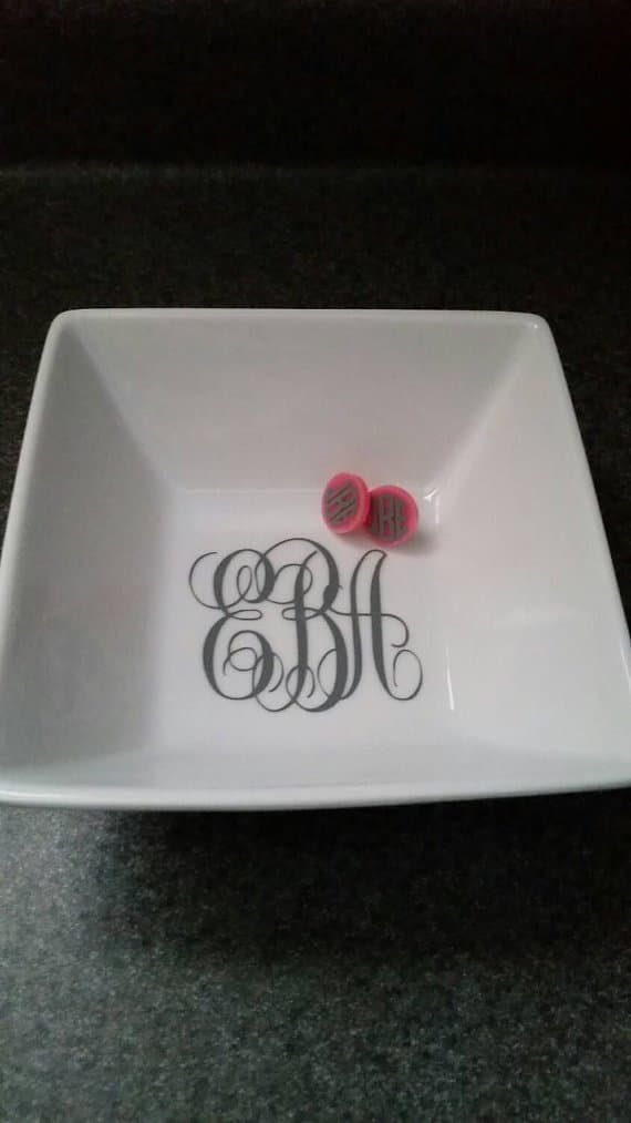 Vinyl Monogrammed Ring/Jewelry Dish