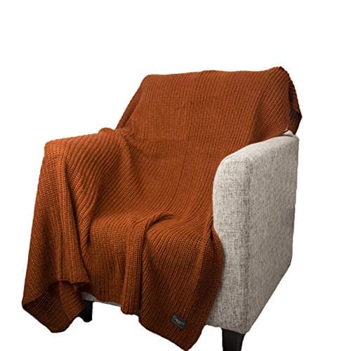 Battilo Super Soft Retro Elegant Wool Knit Rust Red Throw Sleeping Cover Blanket Rug for Kids or Adults Bedroom Sofa/Bed/Couch/Car/Quilt Living Room/Office, 55" x 73"