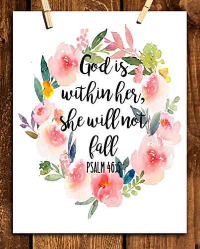 "God Is Within Hershe Will Not Fall" Psalms 465 Bible Verse Wall Art8X10 Scripture Wall Art Ready To Frame Home Decor Office Decor Christian Wall Art Inspiring & Encouraging Versementors