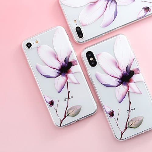 Aimartz TM For iphone 5 5s SE 6 6s 6/7/8 plus X Flower Plants Fruit Cactus Leaves Cat Dog Silicone Phone Case For iphone 7 case [For iphone X 01Lotus]
