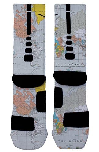 World Map - Custom Designed Nike Elite Socks (Medium 1.0)
