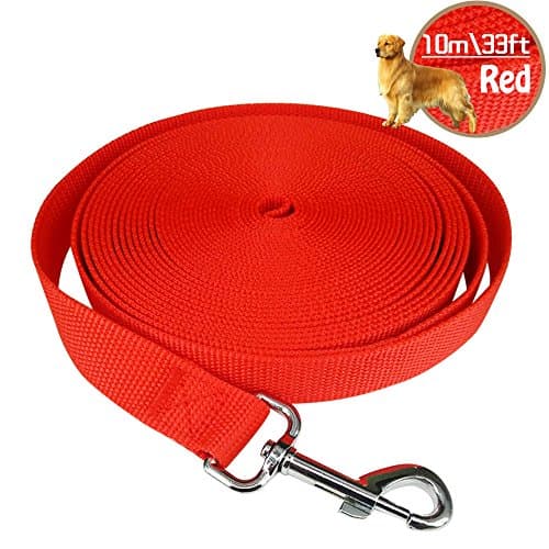 iNeith Dog Leads Training Leash for Camping Tracking Training Obedience Backyard Play 10m 33ft Long Nylon (Red)