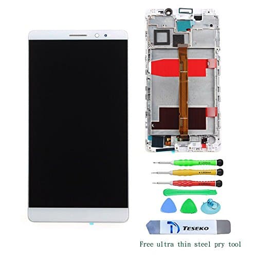 Teseko Full Screen with digitizer Assembly Replacement for Huawei Mate 8 include LCD Display,Touch digitizer&amp;Middle Frame,Free DIY tools,White