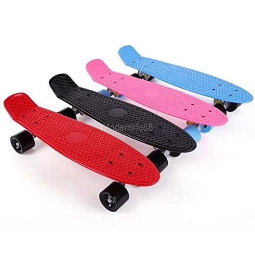 SSCUN 22" Cruiser Penny Style Skateboard Complete Deck Mini Plastic Retro Skate Board Purple