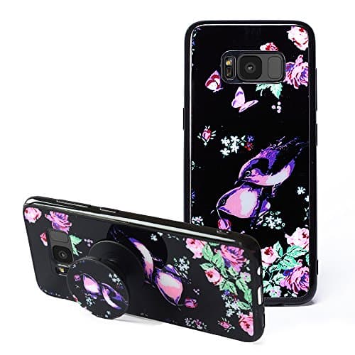 Samsung Galaxy S8 Plus Case, S8 Plus Flowers Cases with Pop up Kickstand [Shockproof +Anti-Scratch] Fashion Soft TPU Bumper and Holder Stand Cover Case for Samsung Galaxy S8 Plus-Flowers and Bird