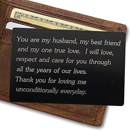 Engraved Wallet Card, Personalized Wallet Love Note Insert, Husband Gift for Him