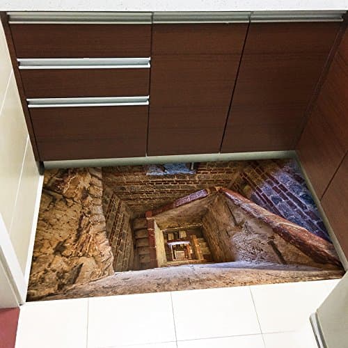 3D floor decal (accessible by stairs) pvc floor surface kitchen study non-slip floor surface (120x60cm wear)