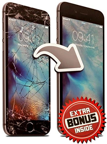 Screen Repair Complete Tool Kit Replacement Parts for iPhone 6 (Black) Front Glass Lens - Full Step by Step Instructions Video - Two Extra Bonuses: USB Fast Charging Cable and Matching Protector Case