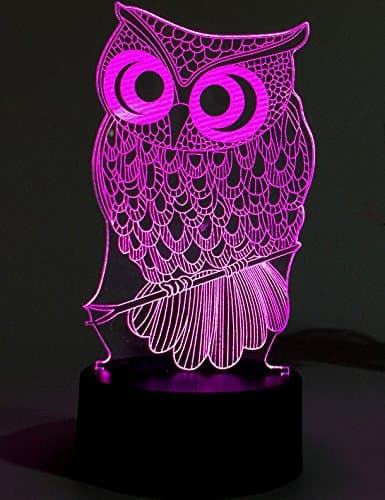 Lightingsky 3D Table Lamp Touch Control 7 Colors Night Light USB Desk Lighitng (Owl-1)