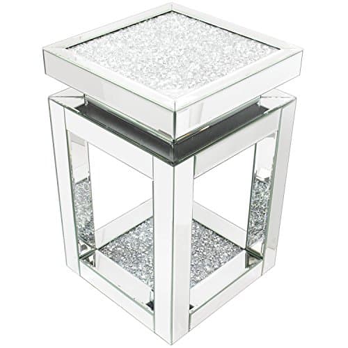 Square Large Sized Crushed Diamond Mirror Mirrored Glass End