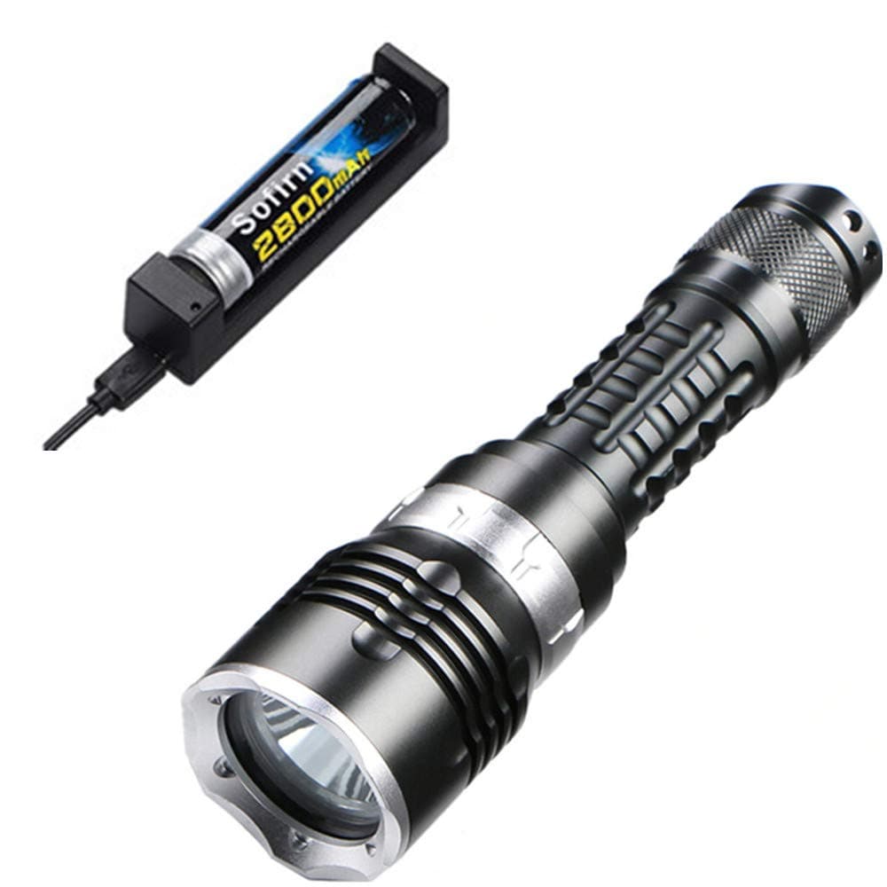 Scuba Diving Flashlight, Sofirn MS1 CREE XML2 LED 1000 Lumen, Underwater Waterproof Light with Rechargeable 18650 Battery and USB Charger