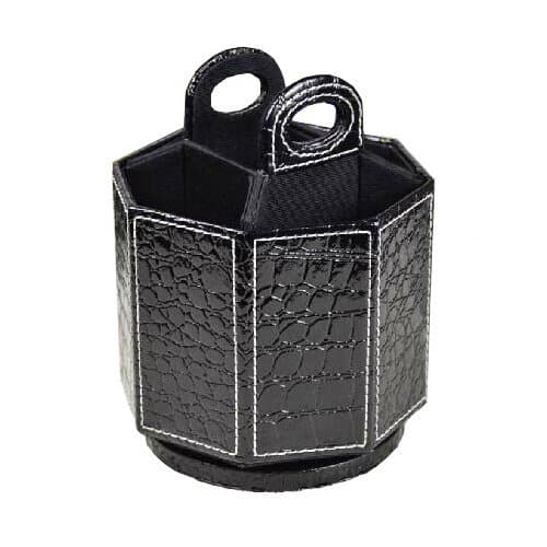 Generic PU Leather 360 Degrees Rotatable Organizer Holder in Octagon Shape for Cellphone/TV Remote Control/Controller Pen Scissors Color Crocodile Pattern Black