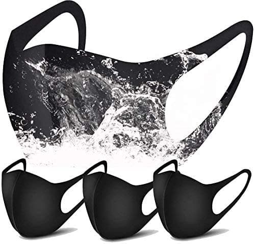 4 Pack Anti Pollution Protective Face Shield Black Reusable Mouth Shield Adjustable Face Cover Shield for Women & Men