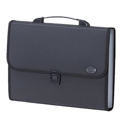 Poly Expanding File Folder with Portable Handle 12 Pockets Letter Size A4 Paper Office Job Folder(Black)