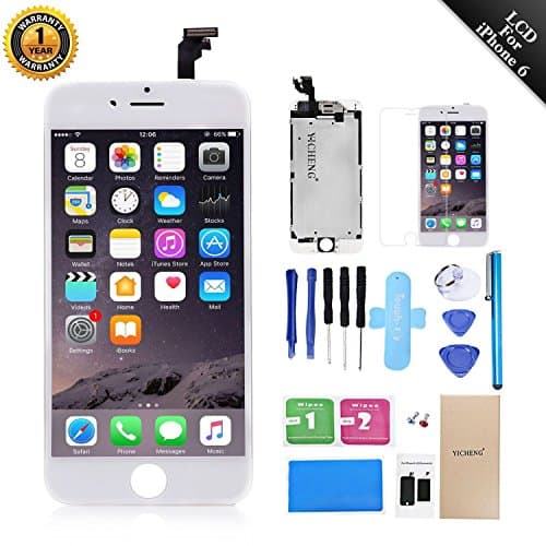 Full Assembly LCD Display Touch Screen Digitizer Replacement Compatibal For iPhone 6 4.7 Inch Repair Kit With Open Tools (6G White)