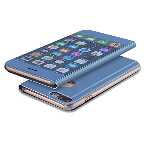 Case for iPhone 6 6s Plus Flip Mirror Plating Cover For iPhone 6Plus (Blue)