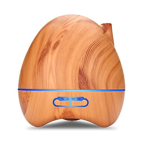 SEAMEI 300ML Essential Oil Diffuser Wood Grain Aromatherapy Diffuser Ultrasonic Cool Mist Humidifier with Color LED Lights Changing Waterless Auto Shut-off Bedroom Office Home Baby Room Yog