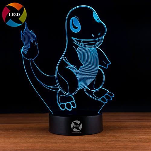 3D Optical Illusion Night Light - 7 LED Color Changing Lamp - Cool Soft Light Safe For Kids - Solution For Nightmares - Pokemon Charmander