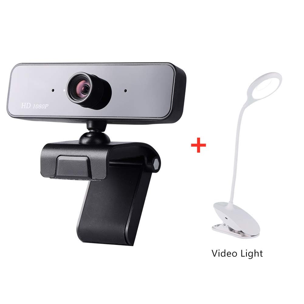 KCatsy Webcam 1080P Web Camera with Built-in Microphone USB Plug & Play for Skype Live Class Conference Video Camera Desktop Laptop Webcams with Video Light
