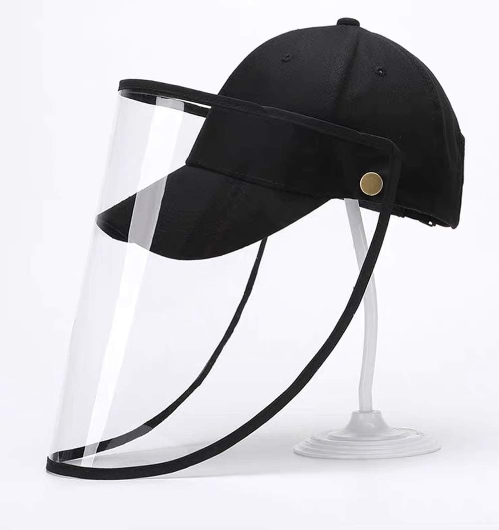 EPODA Black Cap with Bionic Clear Polycarbonate Visor Anti Spitting Hat for Kids, Adult, Visor is Removable