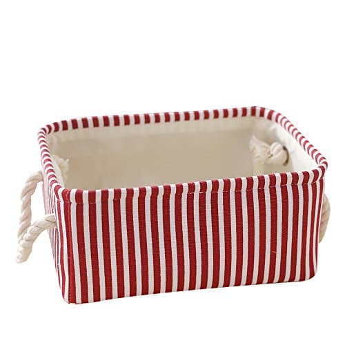 TcaFmac Small Rectangular Decorative Fabric Storage Basket Bin with Handles Canvas Toy Storage Organizer Baby Basket for bedroom