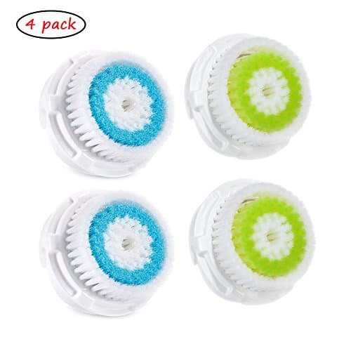 4 Pack Generic Replacement Brush Heads for Deep Pore Facial Cleansing | Compatible with Mia, Mia2, Mia3 (Aria), Mia Fit, Alpha Fit, Smart Profile, PLUS, PRO (Green+Blue)