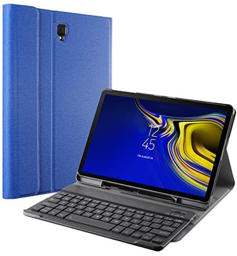 Galaxy Tab S4 10.5 Keyboard Case with S Pen Holder, Exact Design Slim Shell Stand Cover w/Magnetically Detachable Wireless Bluetooth Keyboard for Samsung Galaxy Tab S4 10.5, Blue