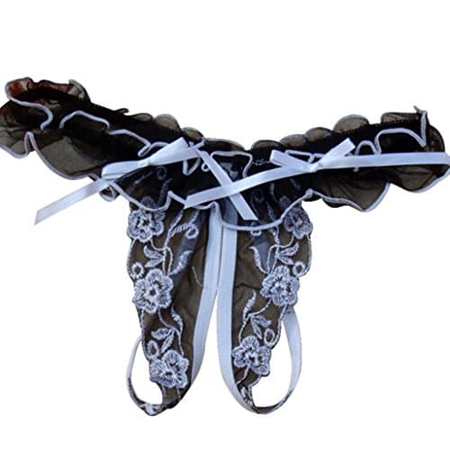 OVERMAL Womens Open Crotch Thong G-string T-back Panties Lingerie Underwear (White)