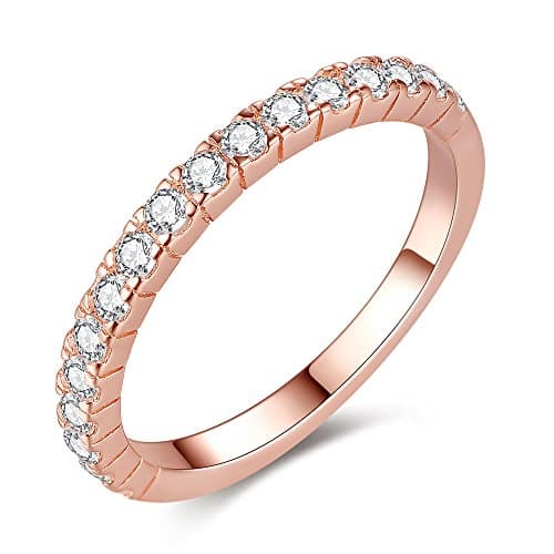 Stackable Eternity Rose Gold Color 925 Sterling Silver Ring Love Wedding Jewelry With CZ (8)