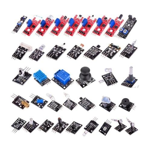 Rocsai 37 in 1 Sensor Module Kit with Relay, LED, Analog, IR, Light, Tap, switch Module for Arduino