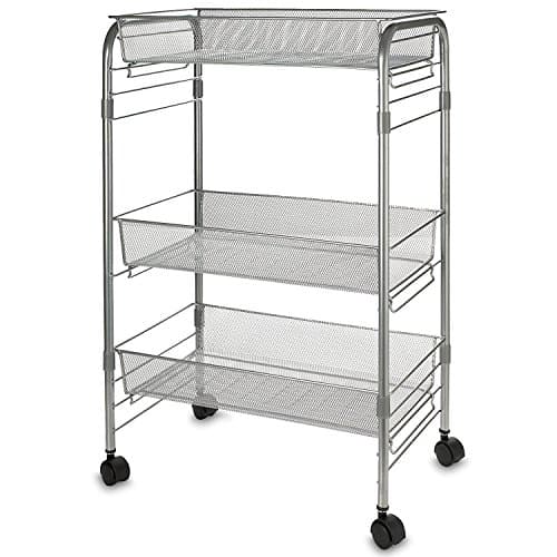 LaCyan 3-Tier Rolling Cart Mesh Wire Baskets Serving Kitchen Trolley Bathroom Storage Basket for Home Office