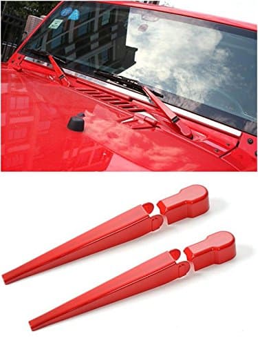 POMAR Front Window Windshield Wiper Nozzle Blade Trim Cover ABS for Jeep Wrangler jk 2007-2017 Red