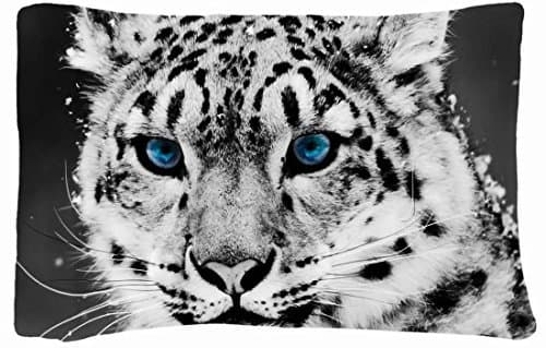 Microfiber Peach Standard Soft And Silky Decorative Pillow Case (20 * 26 Inch) - Nature Snow Blue Eyes Leopards Selective Coloring Snow Leopard Nature Snow