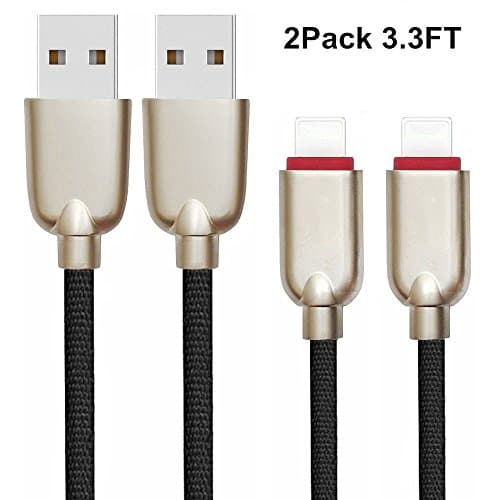 iPhone Quick Charge Lightning Cable, AWOGER 2Pack 3FT Nylon Braided Rapid charging Compatible with iPhone X/8/8 Plus/7/7 Plus/6/6S Plus/5S/iPad Pro / iPad / 2 / 3 / 4 / Mini / Air/Pro (Black)