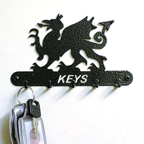 Silhouette Black Solid Steel 5 Hook Key Holder - Available in 14 Designs (Dragon)