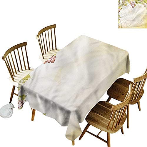 Tim1Beve Fashions Rectangular Table Cloth Vineyard Grapevine Pattern Vintage Table Cover for Kitchen Dinning Tabletop Decoratio 60" W x 120" L
