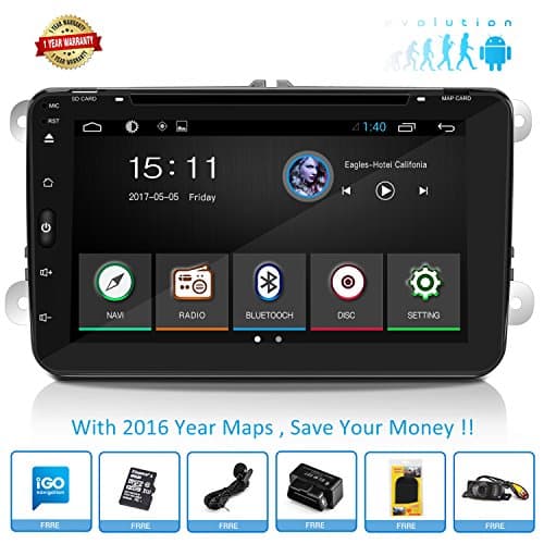 Android Car Stereo Dvd Gps Navigation Double Din Car Stereo Android 6.0 8inch Touch Screen In Dash Vehicle Head Unit for VW Volkswagen Jetta Golf Passat Tiguan T5 VW Skoda With 2016 Year Maps