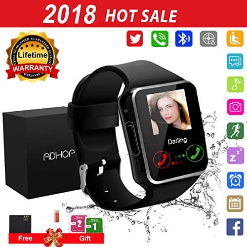 Bluetooth Smart Watch Touchscreen with Camera,Unlocked Watch Cell Phone with Sim Card Slot,Smart Wrist Watch,Waterproof Smartwatch Phone for Android Samsung IOS Iphone 7 6S Men Women Kids