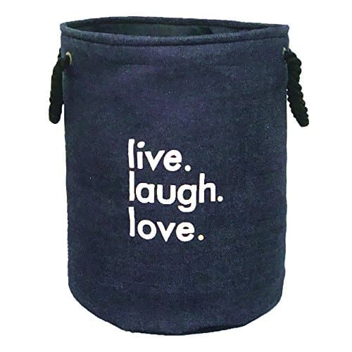 Linen Folding Cylindric Storage Baskets with Two Handles-Storage Bin for Kids Toys,Laundry Clothing,Books(13.8"diameter17.7"height)(MAZARINE)