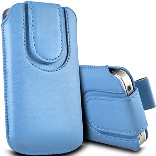 Digi Pig - Alcatel Pop D1 Colour PU Leather Pull Tab Pouch with Magnetic Flap - Baby Blue
