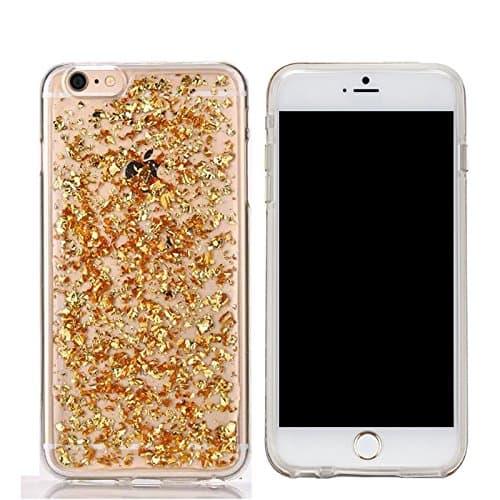 Iphone 6Plus/6S Plus (5.5-inch) case,KoalaGroup 24 karat gold transparent TPU soft case fragments personality protective sleeve Clear Bumper Case Cover (Gold)