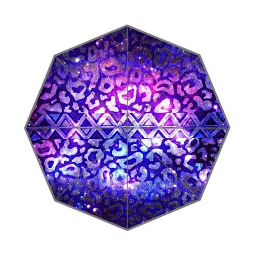 Custom Auto Foldable Umbrella Animal Print Aztec Native Pattern 3D Printed Design