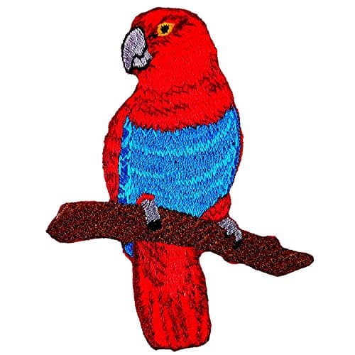Parrot Red Bird Embroidered Iron on Patch